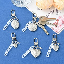 5Pcs Brass Locket & Alloy Star & Acrylic Oval Link Pendant Decorations&nbsp;HJEW-YW00470