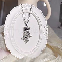 Vintage Alloy Crystal Rhinestone Owl Pendant Necklaces&nbsp;WU5085