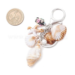 3Pcs Opaque Acrylic Imitation Shell & Synthetic Turquoise Keychains&nbsp;KEYC-JKC01338