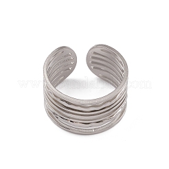 Non-Tarnish 304 Stainless Steel Multi Line Open Cuff Rings for Women&nbsp;RJEW-G285-10P