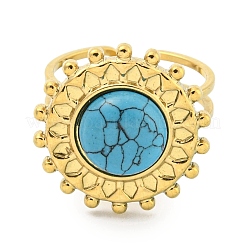 Ion Plating(IP) 304 Stainless Steel Synthetic Gemstone Cuff Rings&nbsp;G-Z056-08G