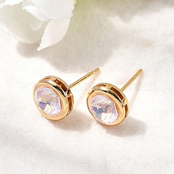 Brass Glass Stud Earrings&nbsp;EJEW-F391-05G-01