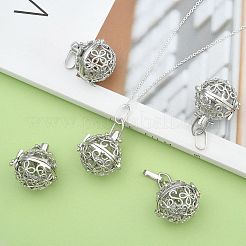 Eco-Friendly Hollow Brass Round Cage Pendants&nbsp;KK-L143-02-NR