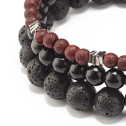 Natural Wood Beads Stretch Bracelets Set&nbsp;BJEW-JB07344