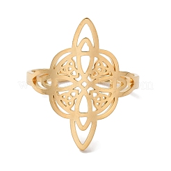 304 Stainless Steel Witch Knot Open Cuff Rings for Women&nbsp;AJEW-U005-01G