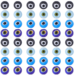 60Pcs 4 Colors Handmade Evil Eye Lampwork Round Beads&nbsp;LAMP-SC0001-81