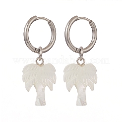 Natural Shell Dangle Hoop Earrings&nbsp;EJEW-JE05195