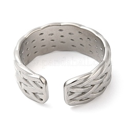 Non-Tarnish 304 Stainless Steel Textured Open Cuff Ring for Women&nbsp;RJEW-I098-34P