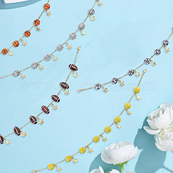 5Pcs 5 Styles Brass Chains & Acrylic Link Baseball Cap Chain&nbsp;HJEW-SC0002-32