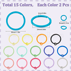 30Pcs 15 Colors Spray Painted Iron Split Key Rings&nbsp;IFIN-SC0001-62