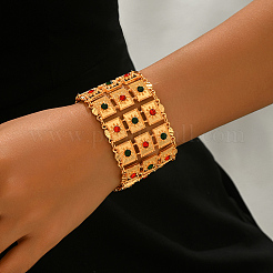 Elegant Alloy Pave Cubic Zirconia Rectangle Link Chain Wide Bracelets for Party&nbsp;RT6529