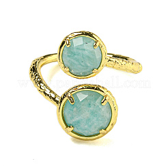 Round Natural Gemstone Open Cuff Rings&nbsp;RJEW-C087-02G