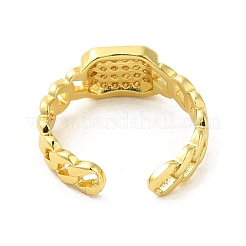 Rectangle Brass Micro Pave Clear Cubic Zirconia Cuff Rings for Women&nbsp;LS-RJEW-G311-01B-G