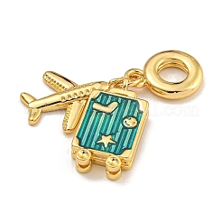 Rack Plating Brass Dark Cyan Enamel European Dangle Charms&nbsp;KK-U035-24G
