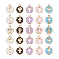 100Pcs 5 Colors Light Gold Plated Alloy Enamel Pendants&nbsp;ENAM-BY0001-01