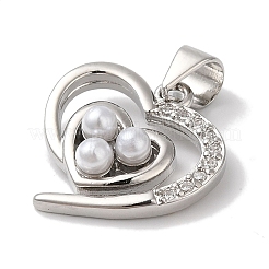 Rack Plating Brass Glass Imitation Pearl Pendants&nbsp;KK-B092-37P