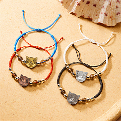 100Pcs 5 Colors Tibetan Style Alloy Kitten Beads&nbsp;TIBEB-WR0001-01
