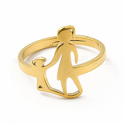Ion Plating(IP) 304 Stainless Steel Mother and Daughter Adjustable Ring for Mother's Day&nbsp;RJEW-B027-09G