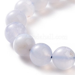 Natural Blue Chalcedony Round Beaded Stretch Bracelet for Women&nbsp;BJEW-JB09088