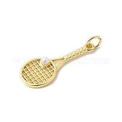 Brass with ABS Plastic Imitation Pearl Pendants&nbsp;KK-P343-07G