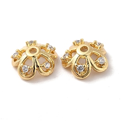 Brass Micro Pave Cubic Zirconia Bead Cap&nbsp;KK-E068-VF844-2