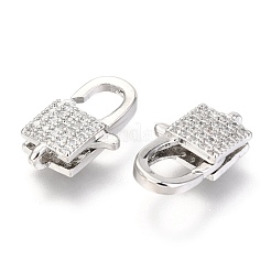 Brass Micro Pave Cubic Zirconia Lobster Claw Clasps&nbsp;ZIRC-O038-25P