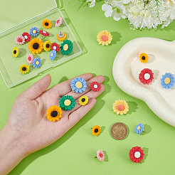 30Pcs 10 Styles Resin Flower Drawing Pins&nbsp;AJEW-BM0001-07