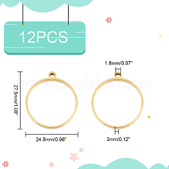 12Pcs 304 Stainless Steel Open Back Bezel Pendants&nbsp;STAS-UN0050-50G