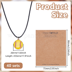 40Pcs Baseball Alloy Enamel Pendant Necklaces&nbsp;NJEW-GO00004