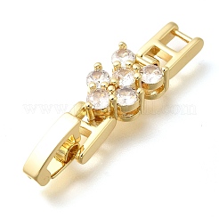 Brass Micro Pave Clear Cubic Zirconia Fold Over Clasps&nbsp;KK-Q043-21G