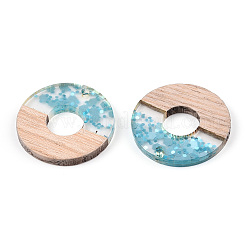 Transparent Resin & White Wood Pendants&nbsp;RESI-N039-52