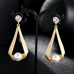 12 Pairs Flat Round Brass Clear Cubic Zirconi Stud Earring Findings&nbsp;KK-BC0008-77