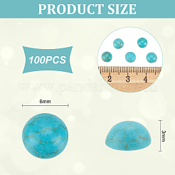 100Pcs Craft Findings Dyed Synthetic Turquoise Gemstone Flat Back Dome Cabochons&nbsp;TURQ-HY0001-04