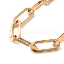 PVD Vacuum Plating 304 Stainless Steel Paperclip Chain Bracelet for Men Women&nbsp;BJEW-E031-04G-01