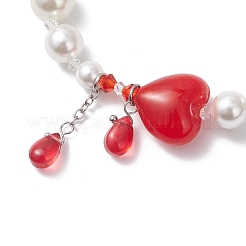 Shell Pearl & Glass Beads Charm Bracelets&nbsp;BJEW-TA00693