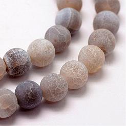 Frosted Natural Weathered Agate Beads Strands&nbsp;G-F374-8mm-02