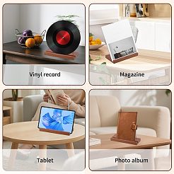 Wood Vinyl Record Slotted Display Stands with Stainless Steel Support&nbsp;ODIS-WH0043-344A