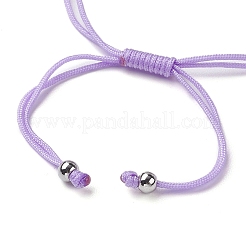Curved Rectangle Natural Amethyst Adjustable Nylon Cord Braided Bead Bracelets for Women Men&nbsp;BJEW-JB10280-04