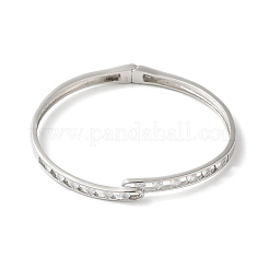 Rack Plating Brass Pave Clear Cubic Zirconia Hinged Bangles&nbsp;BJEW-G716-03P