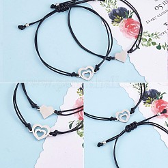 3Pcs 3 Style 430 Stainless Steel Heart Link Bracelets Set&nbsp;JB727A