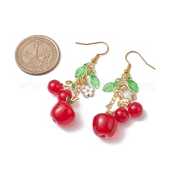 Red Glass Dangle Earrings&nbsp;EJEW-JE05729-01