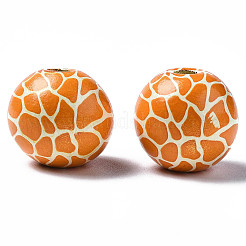 Painted Natural Wood European Beads&nbsp;X-WOOD-S057-055