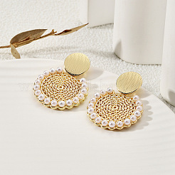 Alloy Plastic Pearl Dangle Stud Earrings&nbsp;FS-WG98DC8-01