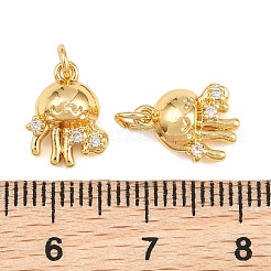 Brass Micro Pave Clear Cubic Zirconia Charms&nbsp;X-KK-Q085-03A-G