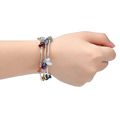 Three Loops Natural Gemstone Beaded Wrap Bracelets&nbsp;X-BJEW-JB02331-03
