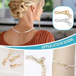 12Pcs 2 Colors Brass Micro Pave Clear Cubic Zirconia Hook and S-Hook Clasps&nbsp;KK-PH0013-34