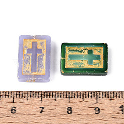 Rectangle with Cross Glass Beads&nbsp;GLAA-T025-72M