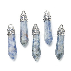 Bullet Natural Blue Spot Jasper Pointed Pendants&nbsp;G-E332-C36