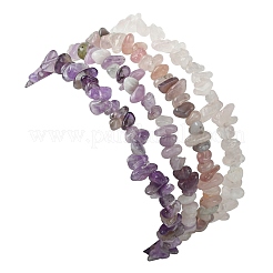 4Pcs 4 Styles Natural Rose Quartz & Lepidolite & Amethyst Chip Beaded Stretch Bracelet Sets&nbsp;BJEW-JB10841