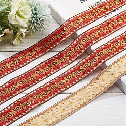 Ethnic Embroidery Polyester Flat Ribbons&nbsp;OCOR-WH0060-38C